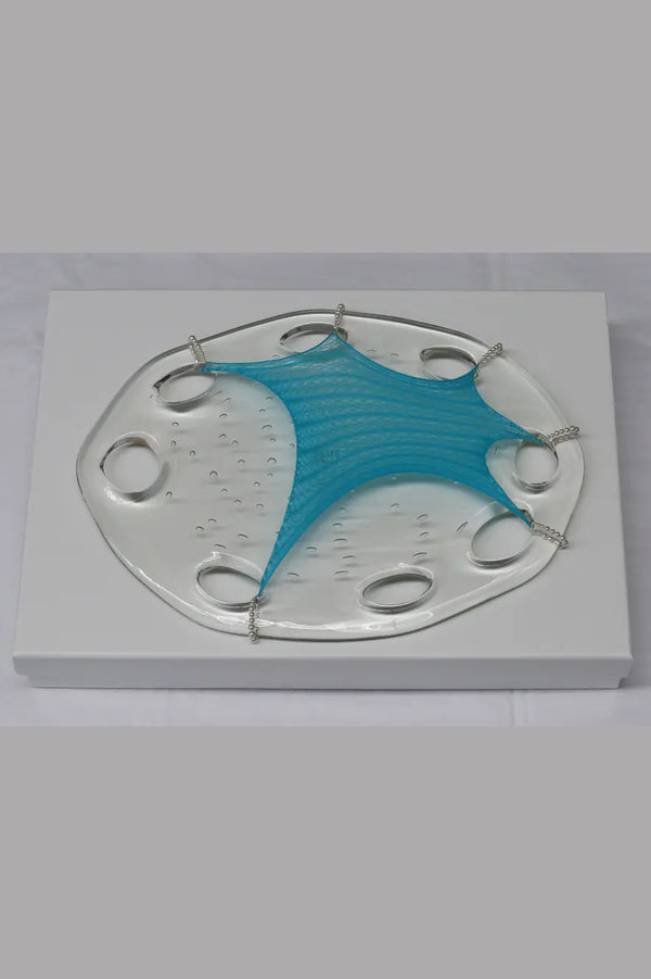 Rui Zhou installation vessel collection RUI-RUIFW21DC01-LAN Large transparent plate blue silk PR2